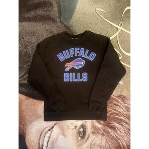 Buffalo Bills NFL Team Apparel Black Crewneck Sweatshirt Jumps Out Logo Size S